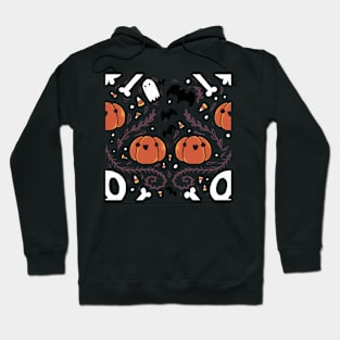 Spooky scary seamless pattern for Halloween on dark background Hoodie